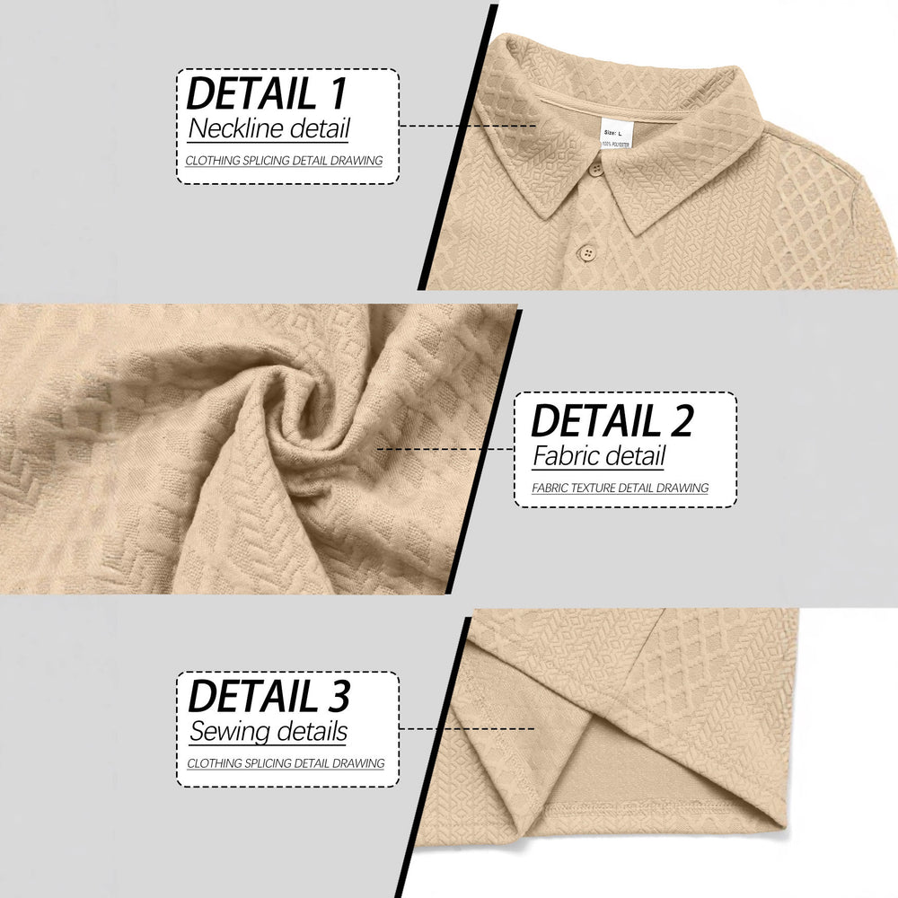Texture Jacquard Solid Color Men's Long-sleeved Polo Shirt Lapel Loose Sweater EX-STOCK Canada
