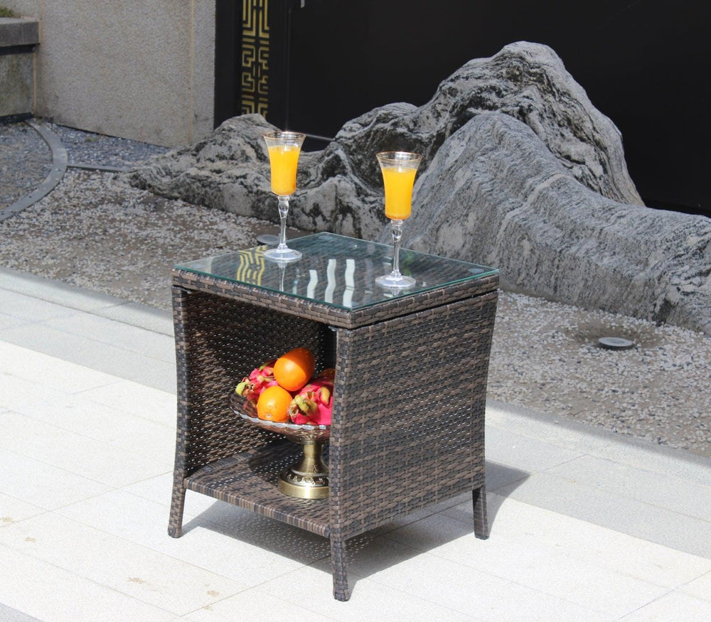 Muebles de Patio al Aire Libre 1 Mesa de Café con Vidrio Templado TransparenteEX-STOCK Canada