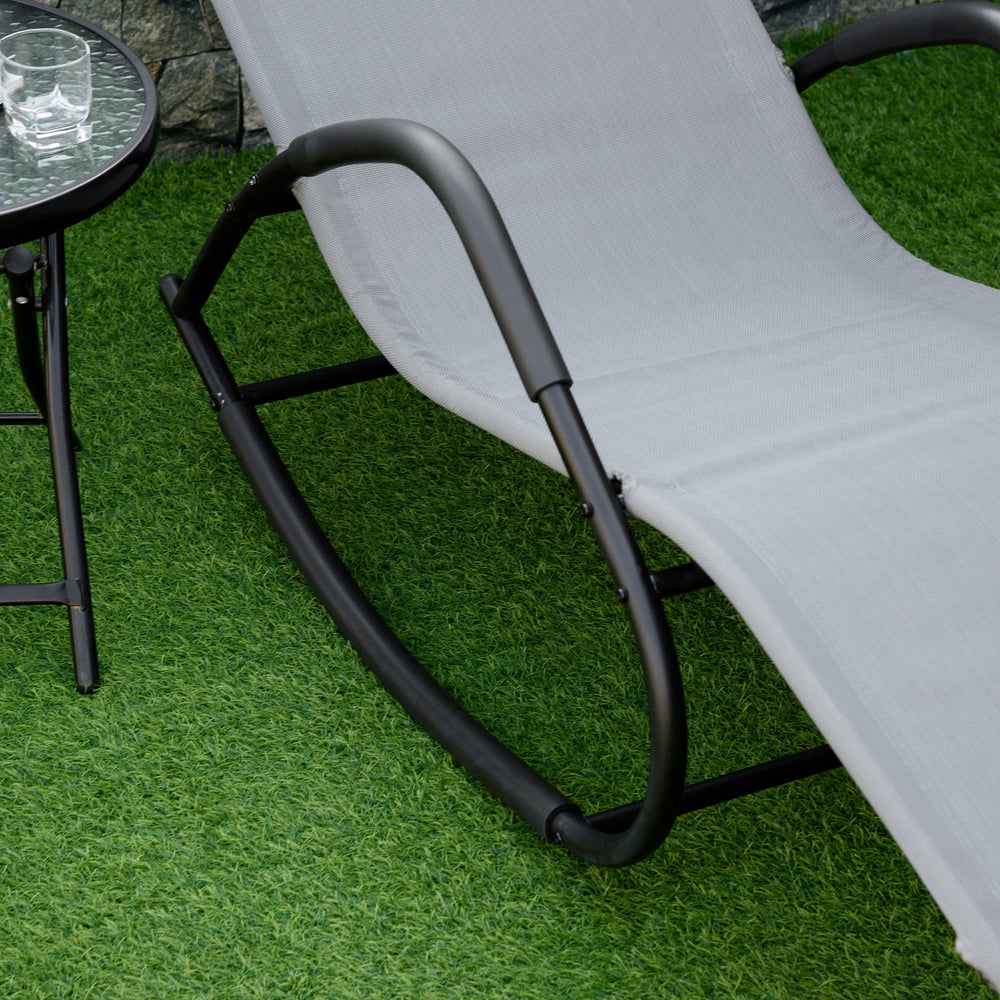 Schaukelstuhl, Zero-Gravity-Patio-Liegestuhl, Outdoor-Schaukel, UV- und wasserbeständig, Kissen zum Sonnenbaden, für Rasen, Garten oder Pool, GrauEX-STOCK Canada