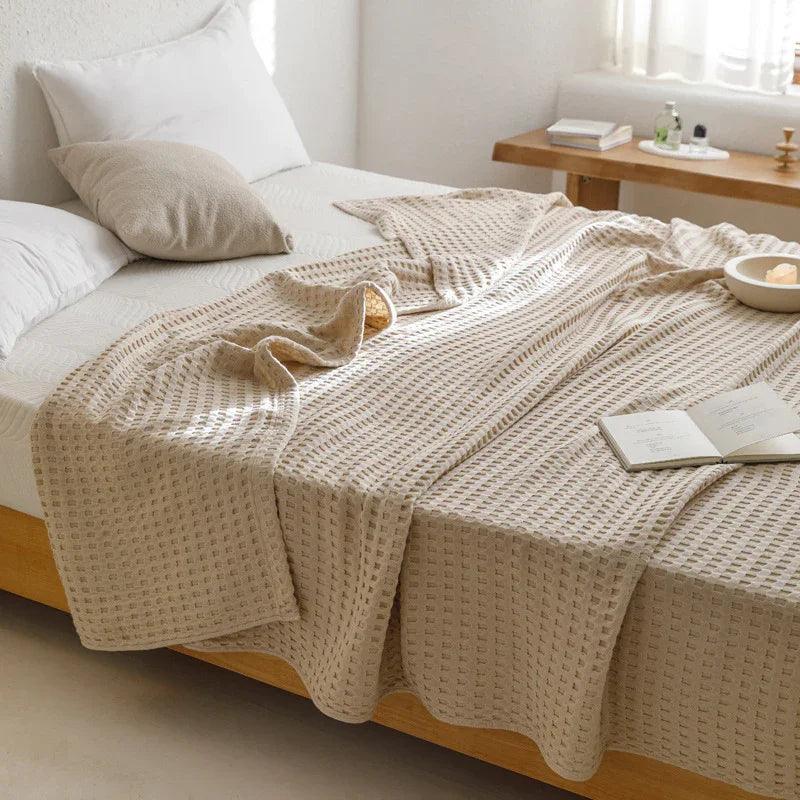 Waffle Cotton Yarn Air Conditioner Summer Cooling Duvet Solid Color Dormitory Comforter EX-STOCK Canada