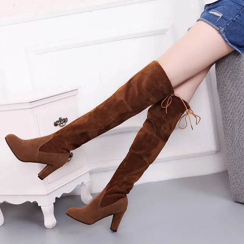 Black Knee High Boots For Women Shoes High Heel Long Boots - EX-STOCK Canada