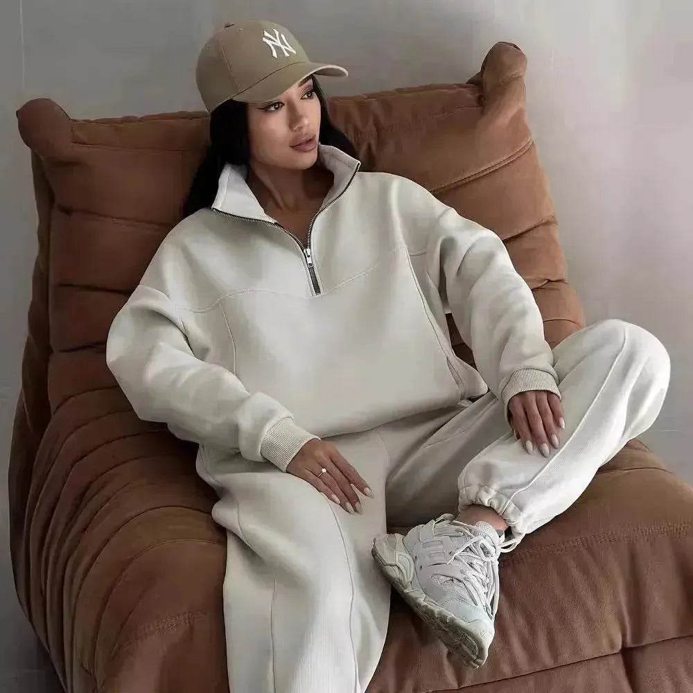 Y2K Winter Jogging Women Two Piece Set Female Zipper Coat Casual Pants Tracksuit Autumn Jacket Fashion Contrast Sport Wear Set - EX-STOCK Canada