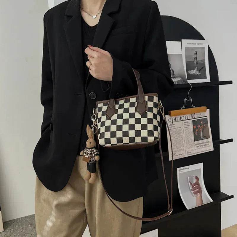 Fashion Houndstooth Shoulder Bags Portable Checkerboard Handbags All-match Messenger Crossbody Bag Women - EX-STOCK Canada