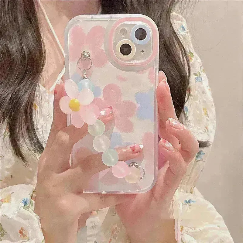Étui de téléphone en silicone Bracelet Flower