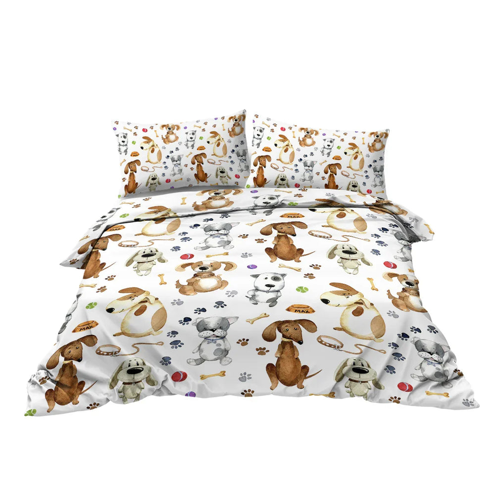Kids' Duvet Cover Sets Animals Pastel Duvet Covers Cartoon Dogs Paws Pattern Bed Sets 3 Pieces 1 Duvet Cover And 2 Pillow Cases Cute Puppy Dogs Bedding For Kids EX-STOCK Canada