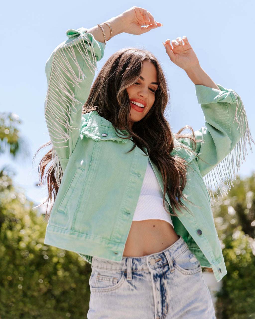 Autumn And Winter Casual Loose-fitting Tassel Chain Denim Jacket For Women - EX-STOCK Canada