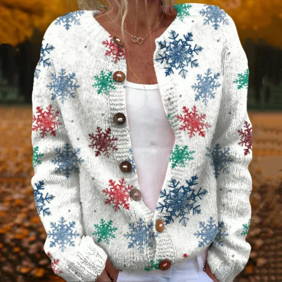 Round Neck Sweater Christmas Button Cardigan Long Sleeve Sweater EX-STOCK Canada