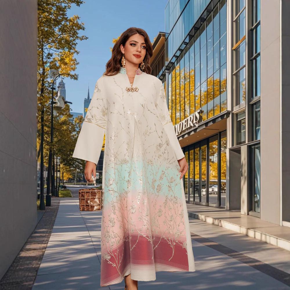 Robe pour femmes à col montant musulman du Moyen-Orient avec dégradé - EX-STOCK Canada