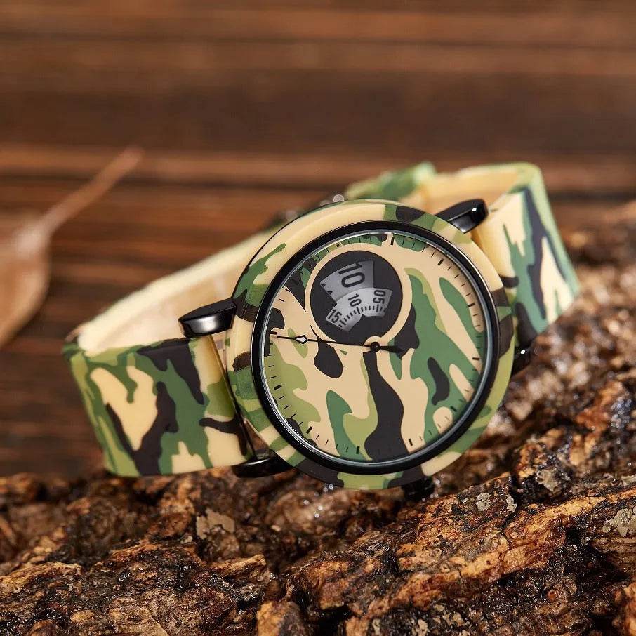 Camouflage Watch Student Sports Double Display Fashion Silicone Strap - EX-STOCK Canada