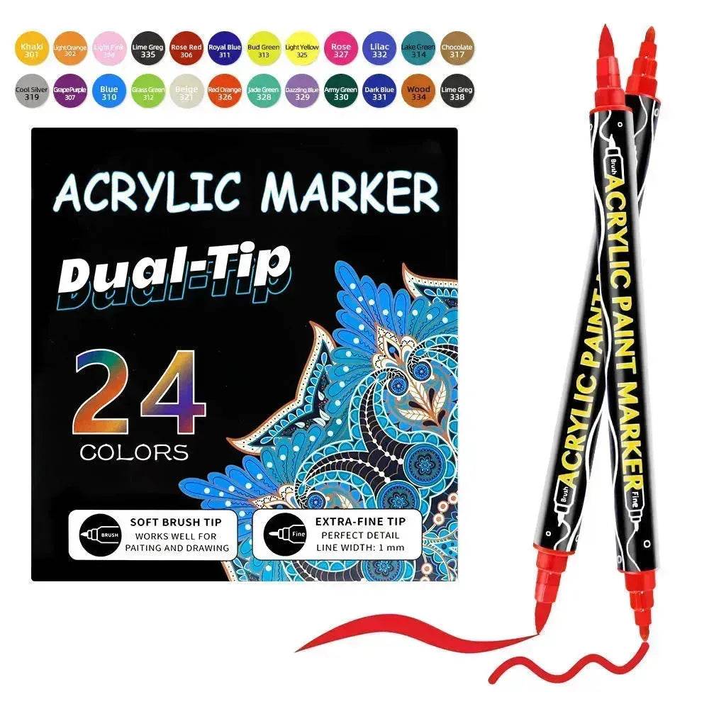 Acrylic Marker Pen Double-headed Stackable Water-based Paint Brush Paint Marker and Highlighter - EX-STOCK Canada