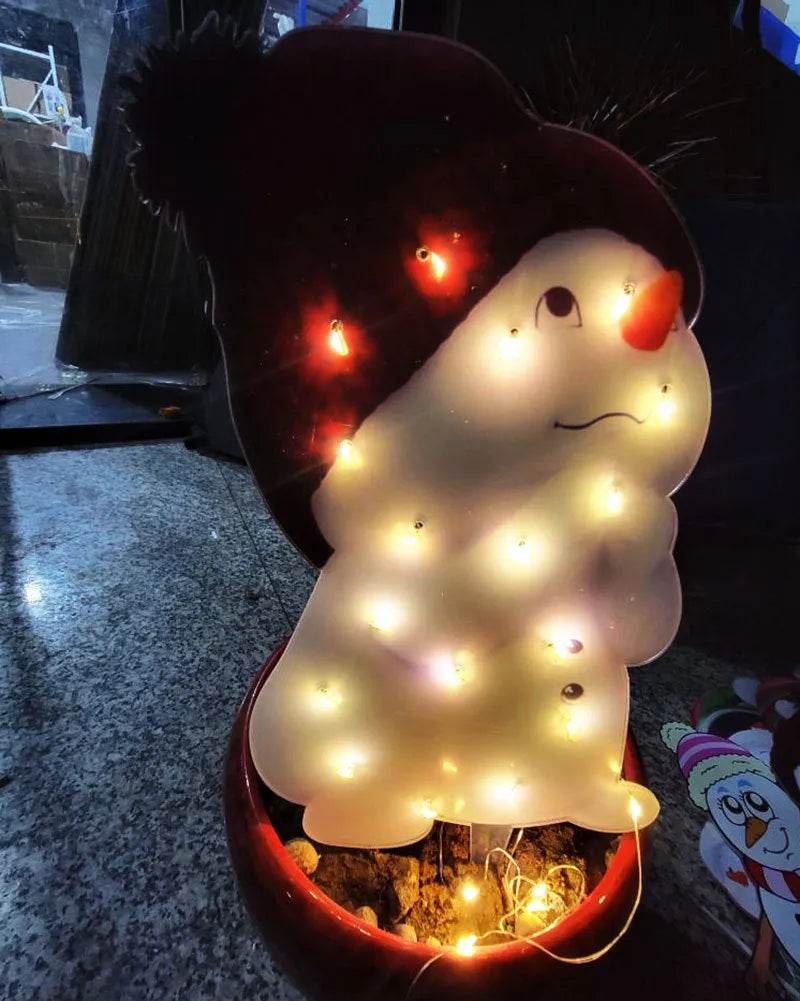 Christmas Scene Decoration With LED Lights Christmas Snowman Ornaments - EX-STOCK Canada