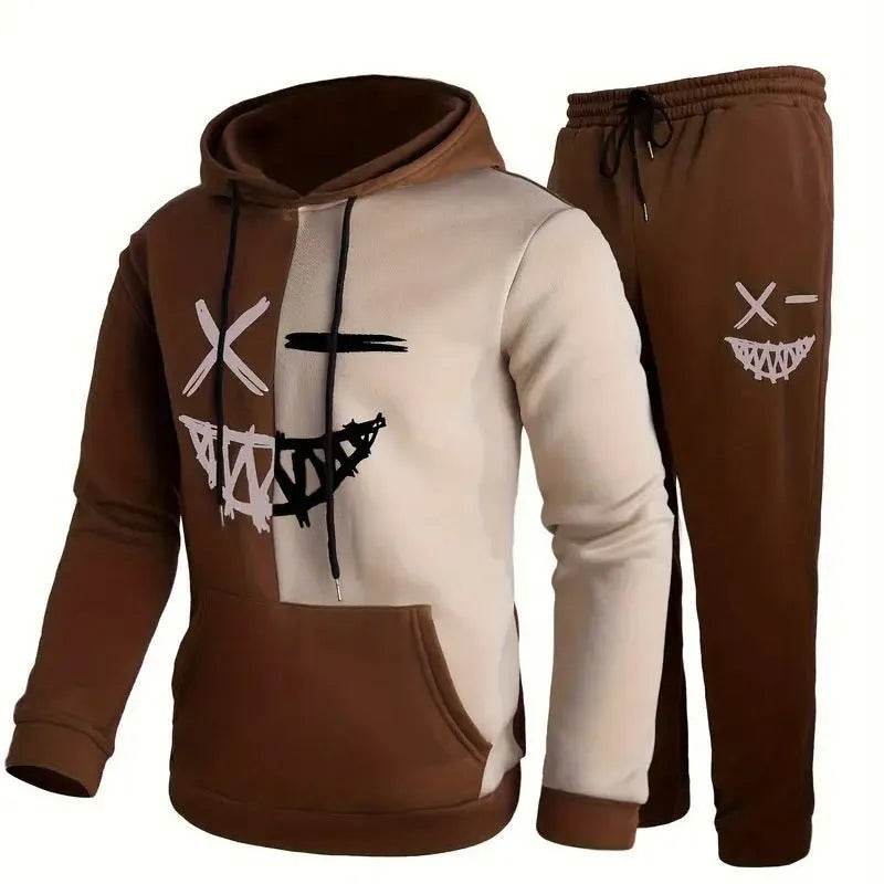Casual Classic Plaid Long Sleeve Sweatshirt Hoodie set Suit men - EX-STOCK Canada
