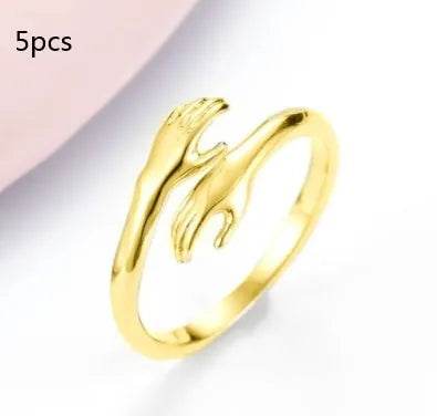 Alloy Simple Hands Hug Ring Opening Adjustable Jewelry - EX-STOCK Canada