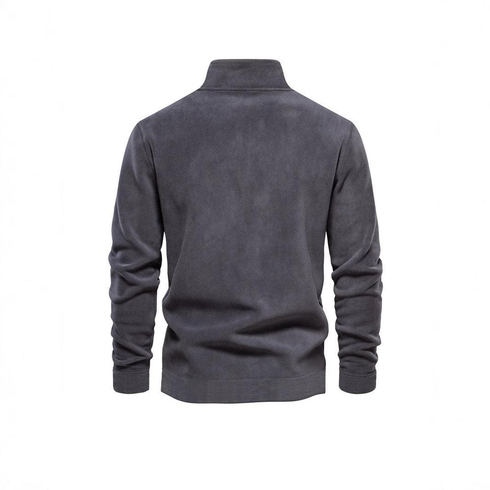 Herren Polar Fleece Oberteil einfarbig schlicht lässiger Stehkragen Pullover SweaterEX-STOCK Canada