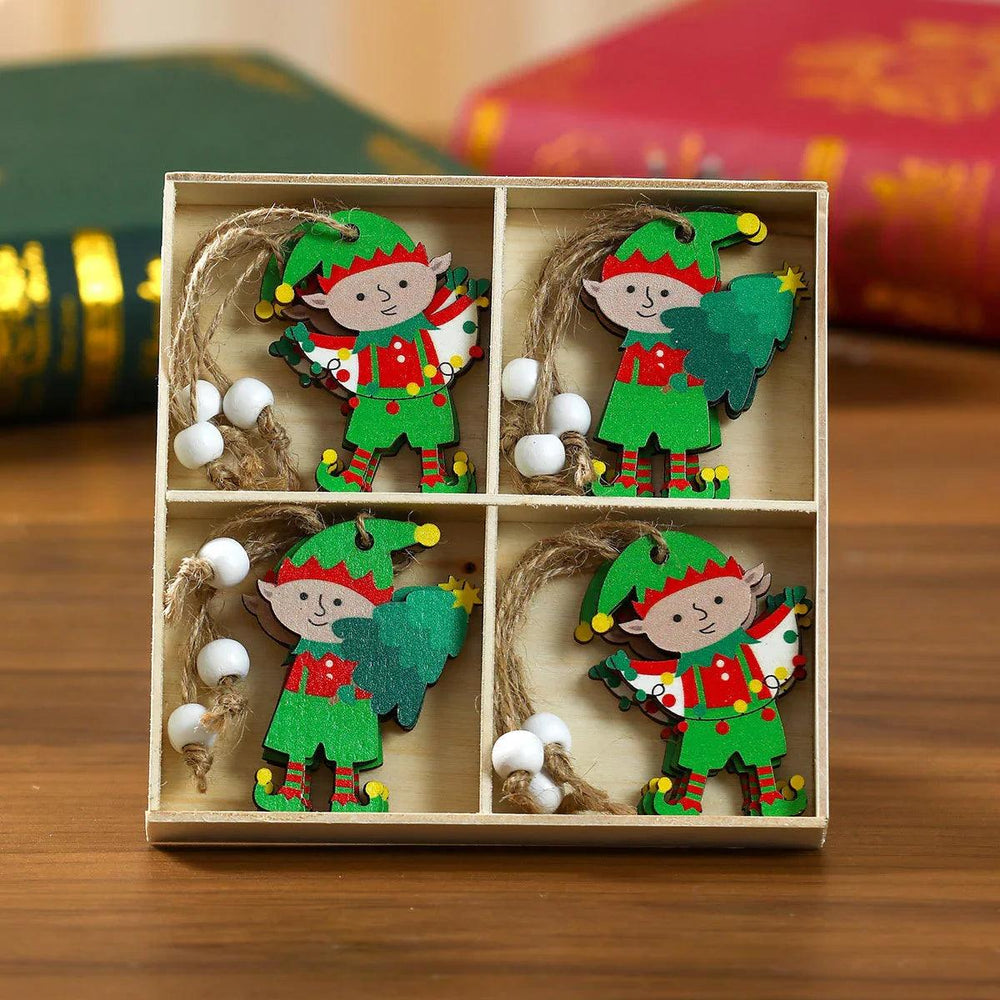 12 PCs Faceless Old Man Christmas Wooden Pendant Boxed Christmas Tree EX-STOCK Canada