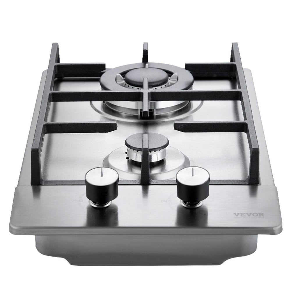 Gas Cooktop 12 Inch, Max 12250BTU 2 Burners Built-in Stainless Steel Gas Stove Top, LPG NG Convertible Dual Fuel Natural Gas Hob With Thermocouple Protection - EX-STOCK Canada