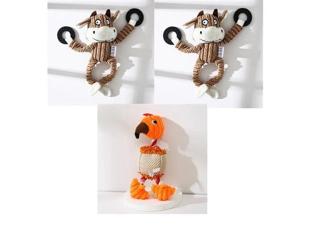 Pet Toy Donkey Shape Corduroy Chew Toy For Dogs Puppy Squeaker Squeaky Plush Bone Molar Dog Toy Pet Training Dog EX-STOCK Canada