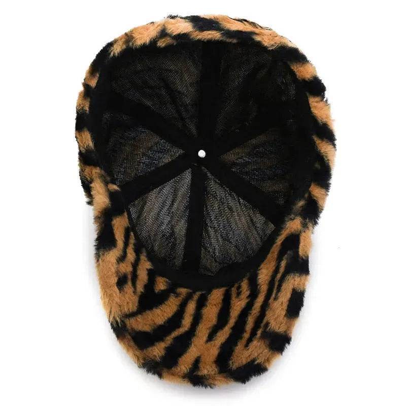 Fashion Leopard Fleece Baseball All-matching Peaked Cap - EX-STOCK Canada