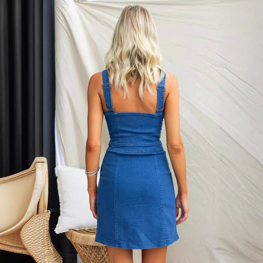 Spring And Summer Casual Slim Fit Denim Sleeveless Dress - EX-STOCK Canada