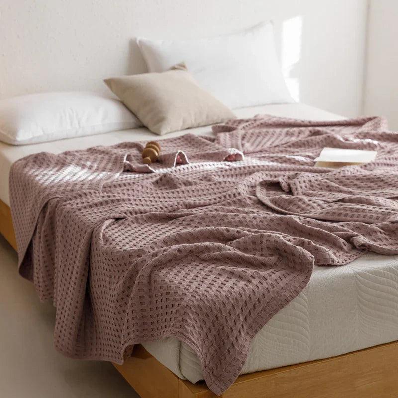 Waffle Cotton Yarn Air Conditioner Summer Cooling Duvet Solid Color Dormitory Comforter EX-STOCK Canada