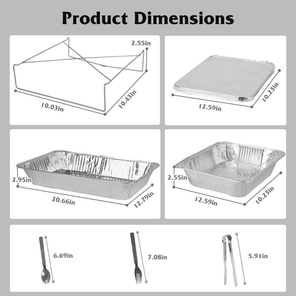 42Pcs Serve 6 Guests Disposable Chafing Dish Buffet Set Chafing Servers With Covers Spoons Forks Tongs Full-Size Pans Food Warmers For Parties Events Catering Supplies With Utensils And Lids - EX-STOCK Canada