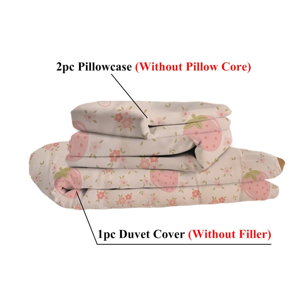 3 Piece Strawberry Duvet Cover Set Strawberry Print Bedding For Home Bedroom Decor Microfiber Quilt Cover Gifts Twin Full Queen King Size EX-STOCK Canada