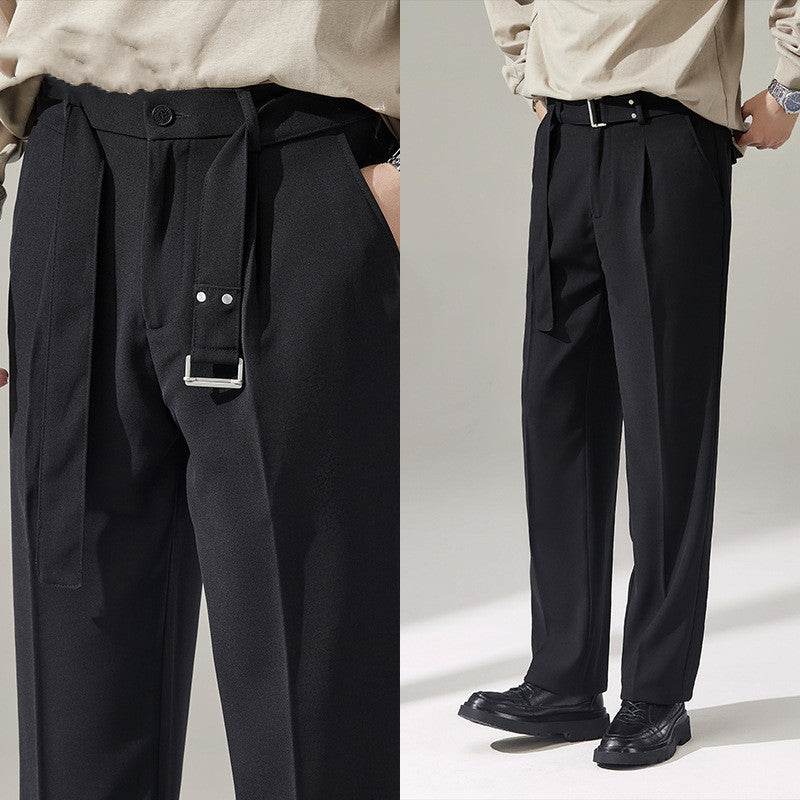 Detachable Belt Draping Wide-leg Suit Chinos Trouser For Men - EX-STOCK Canada