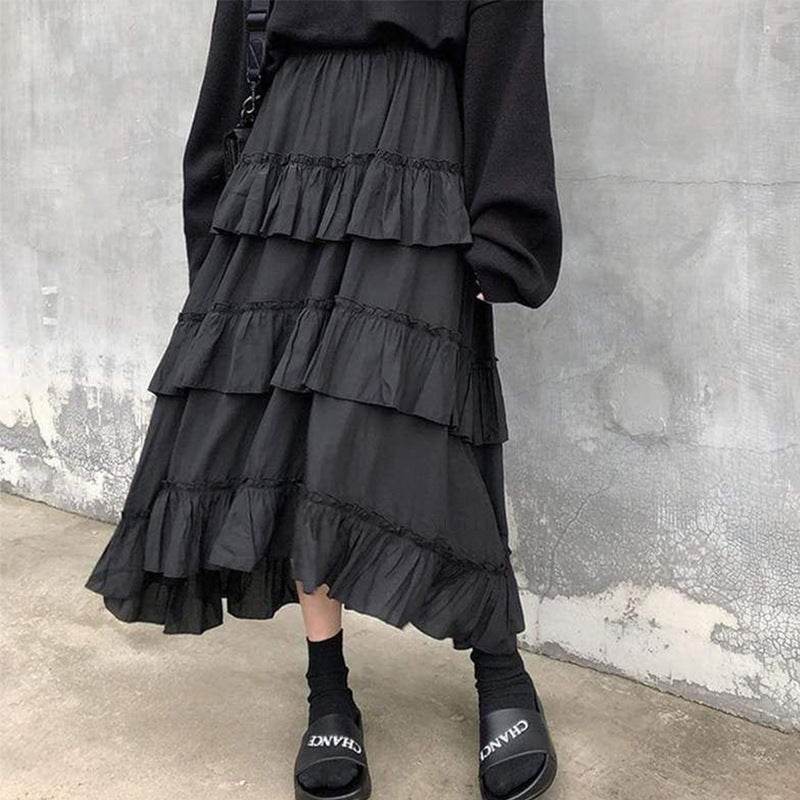 High Waist Layered Cake Skirt Irregular MIDI Long skirt - EX-STOCK Canada