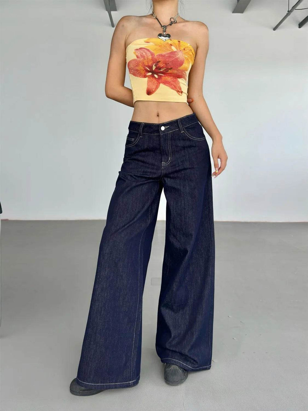 Fashion American Retro Wide Leg Baggy Jeans Pant For Women - EX-STOCK Canada