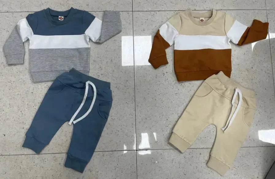 Boy's color Stitching Long Sleeve Trousers Suit Two piece for boys - EX-STOCK Canada