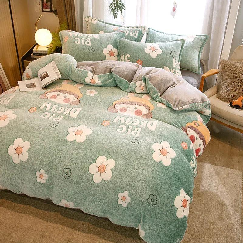 Ensemble de couette en lait simple épaissi housse de couette double faceEX-STOCK Canada