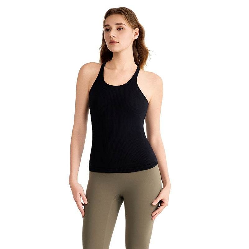 yoga clothes sleeveless Vest With Chest Pad Workout Top - EX-STOCK Canada