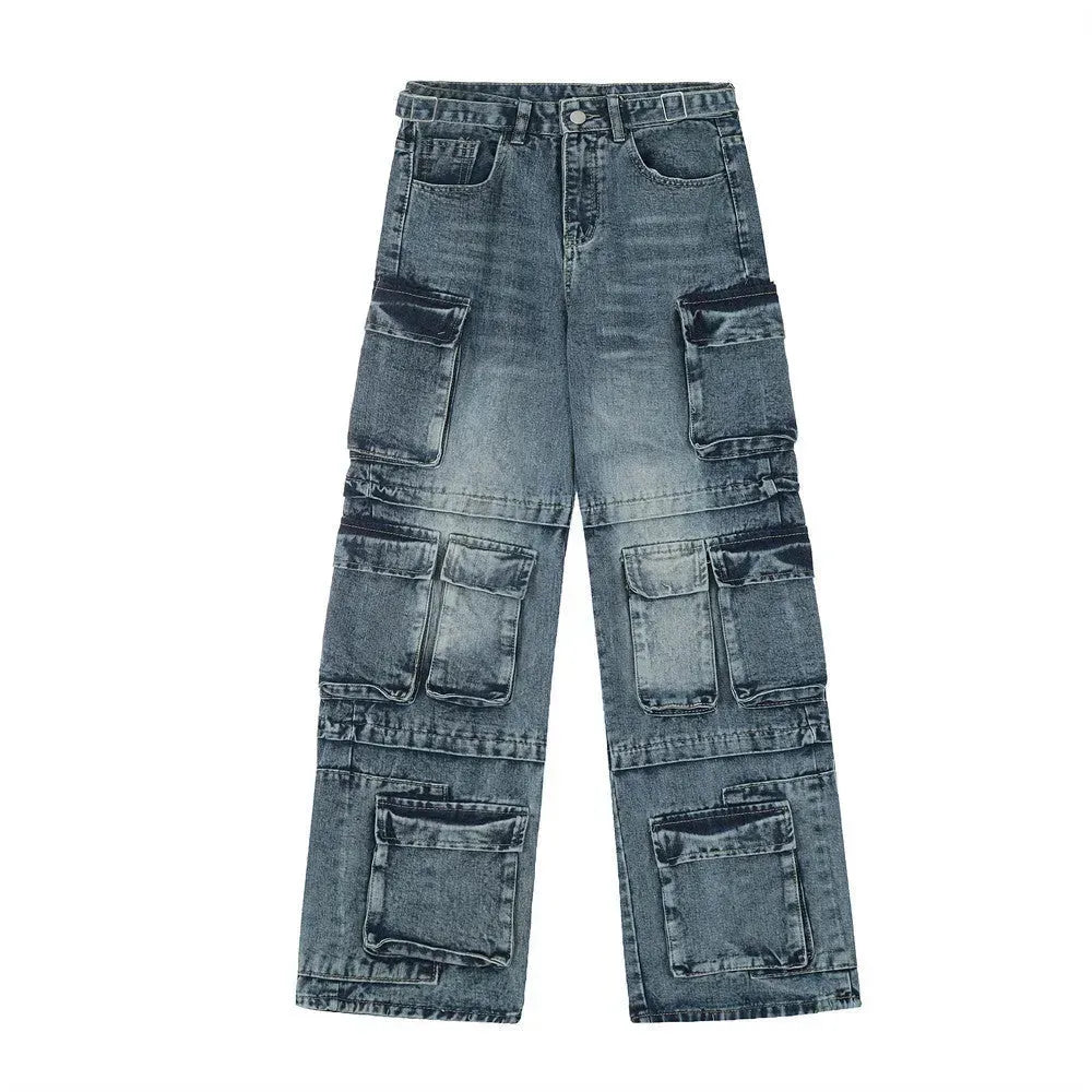 Functional Multi-pocket Tactical Tooling Denim Trousers Men Jeans - EX-STOCK CANADA