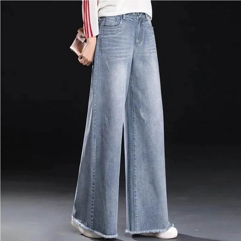 Raw Hem Wide Legs Baggy Jeans Pant For Women Baggy Straight Trousers - EX-STOCK Canada