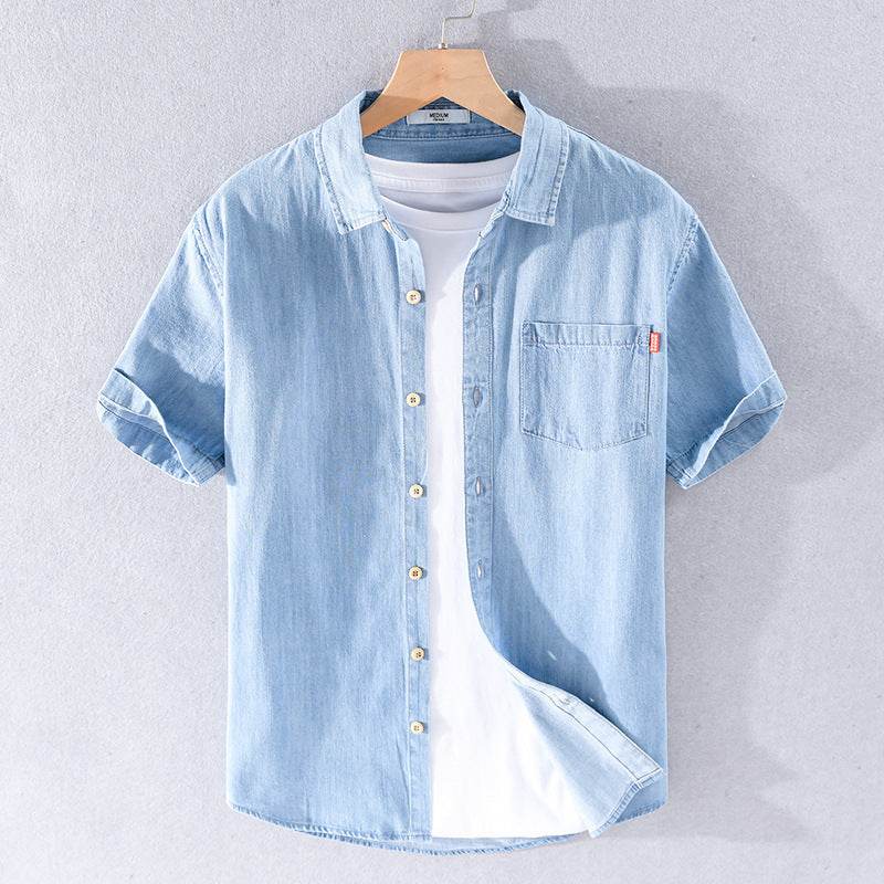 Summer Cotton Short Sleeve Denim Shirt For Men Classic All-matching Jeans - EX-STOCK Canada