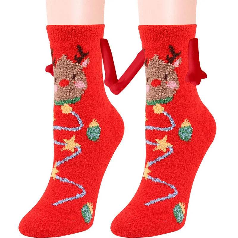 Soft Carton Christmas-themed Fleece Winter Home socks for Women - EX-STOCK Canada