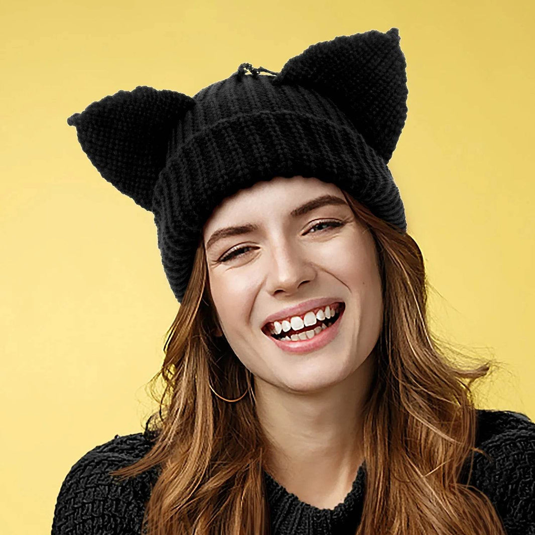 Devil Ears Thickened All Acrylic Knitted Beanie Hat - EX-STOCK Canada