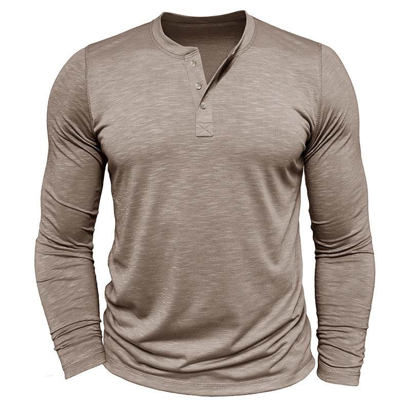 Men's Long-sleeved Henry Collar T-shirt - EX-STOCK Canada