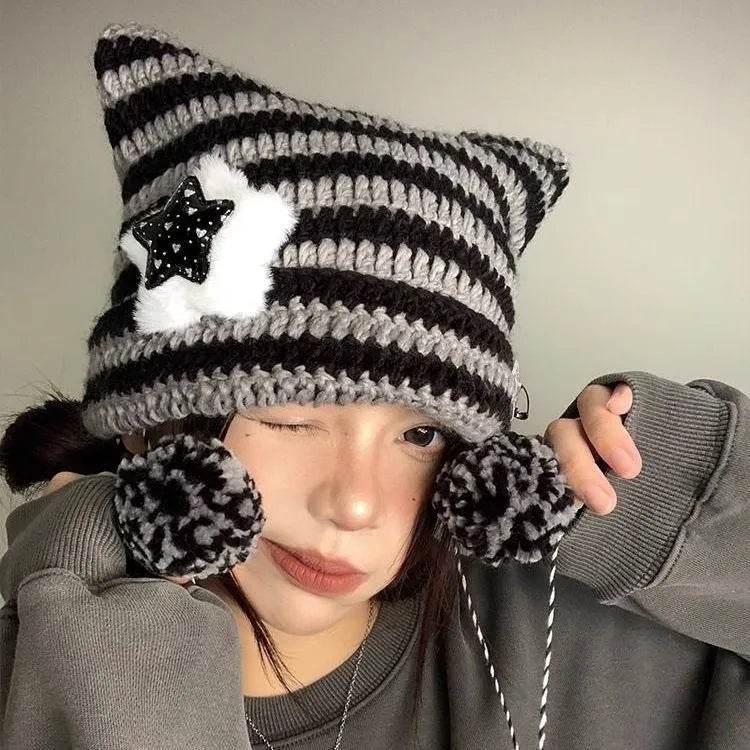 Breathable Windproof Cute Thermal Head Cover Woolen Cap beanies - EX-STOCK Canada