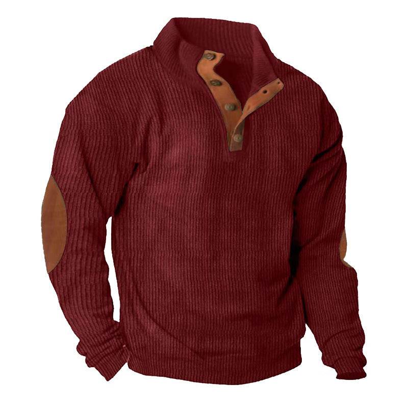 Corduroy Casual Stand Collar Long-sleeved Sweater men - EX-STOCK Canada