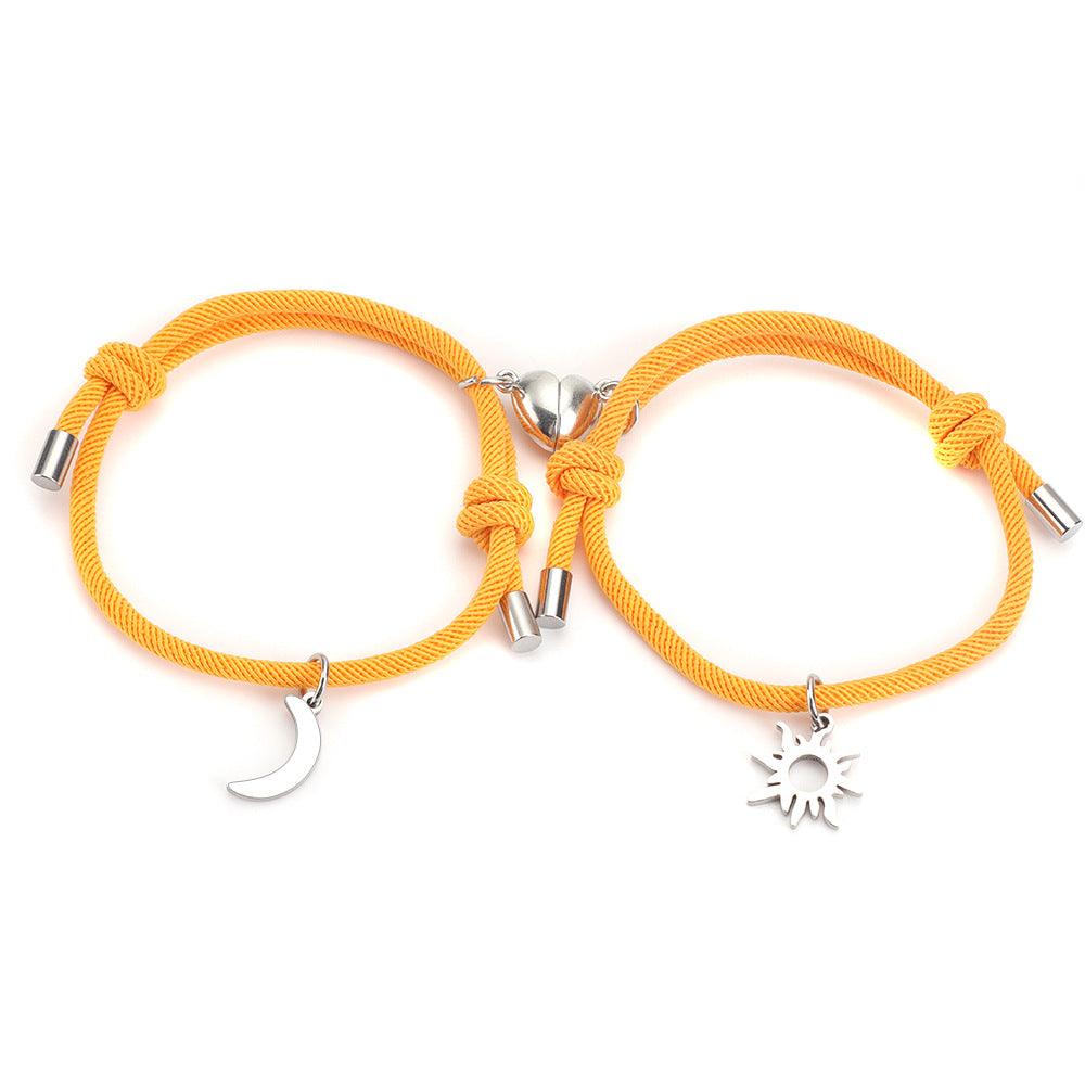 Stainless Steel Titanium Sun And Moon Pendant Couple Bracelet - EX-STOCK Canada