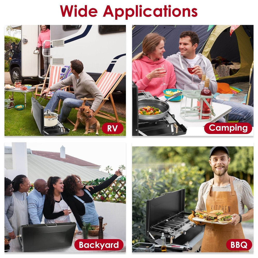 Portable 2 burner Gas Stove propane range camping gas outdoor stove burner - EX-STOCK Canada