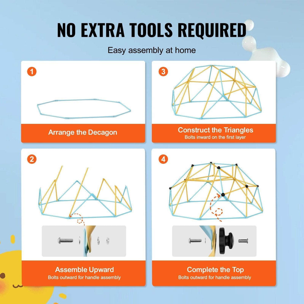 Climbing Dome, For Kids 3 To 9 Years Old, 8FT Geometric Dome Climber With Slide,Jungle Gym Supports 600LBS And Easy Assembly, With Climbing Grip, Outdoor And Indoor Play Equipment For Kids - EX-STOCK Canada