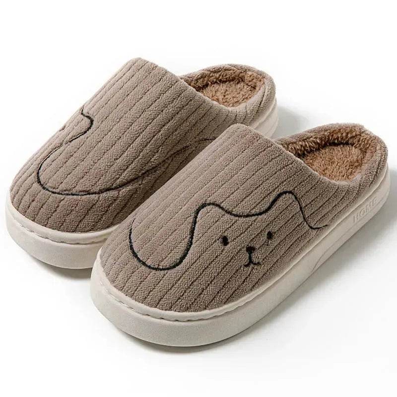 Striped Cat Slippers Indoor Couple Non-slip Floor Bedroom Slipper Winter Warm Plush House Shoes Women Men - EX-STOCK Canada