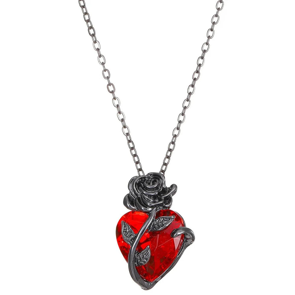 Punk Rose Love Necklace Fashion Personality Heart-shaped Clavicle Chain Pendant Necklace For Valentine's Day - EX-STOCK Canada