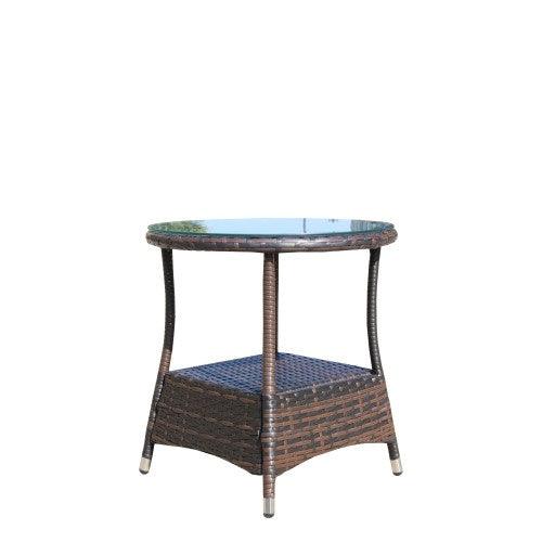 Muebles de Patio al Aire Libre 1 Mesa de Café Redonda con Vidrio Templado TransparenteEX-STOCK Canada