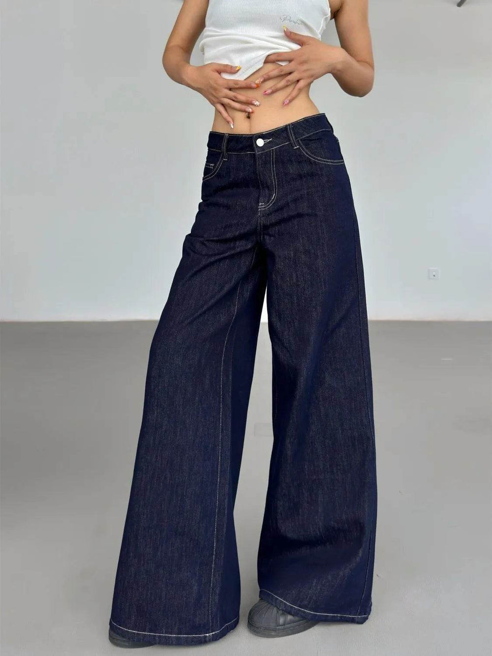 Fashion American Retro Wide Leg Baggy Jeans Pant For Women - EX-STOCK Canada