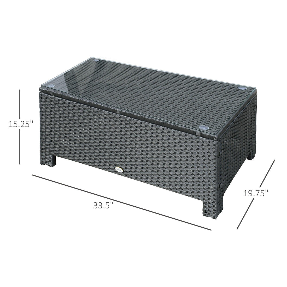 Patio-Couchtisch, großer Beistelltisch, handgewebtes PE-Rattan, wetterfester Korbgeflecht, Gartenmöbel für den Außenbereich, schwarzEX-STOCK Canada