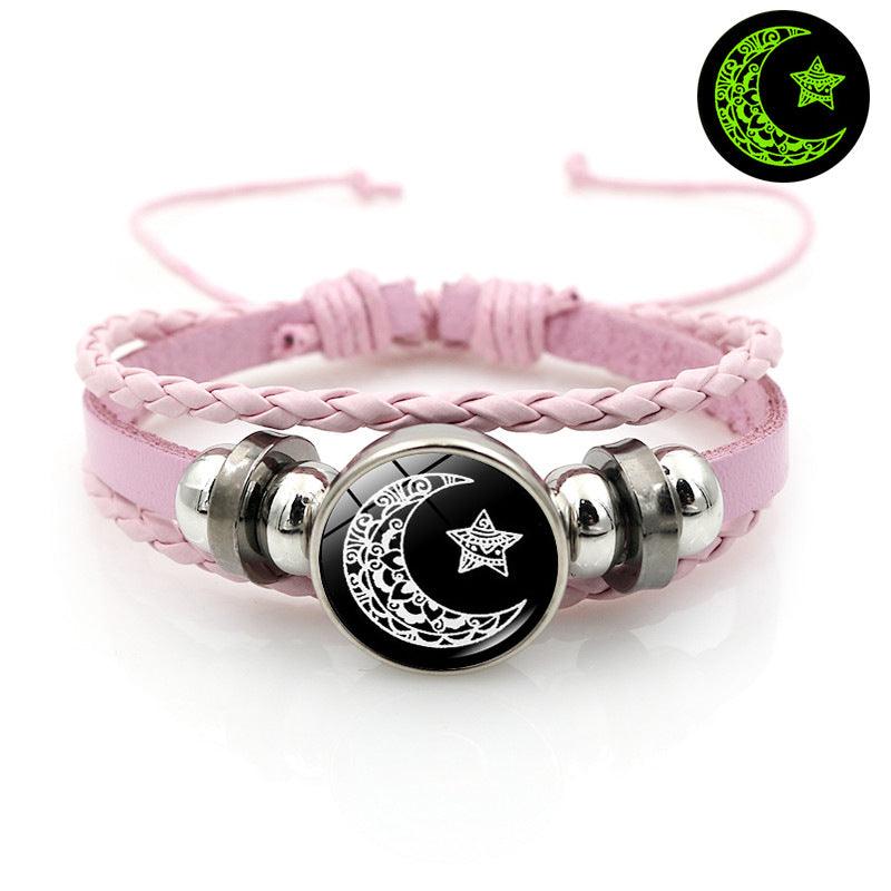 Pulsera de cuero pareja amantes del Sol y la Luna luminosa - EX-STOCK Canada