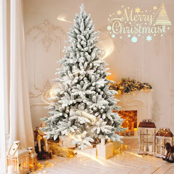 7FT Unlit Christmas Tree, Hinged Artificial Trees 1514 Premium PVC Branches EX-STOCK Canada